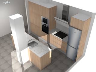 diseño cocina en 3D, Refovert S.L. Refovert S.L. KitchenCabinets & shelves Chipboard Wood effect