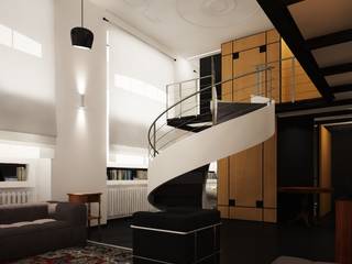 Loft Milanese, ibedi laboratorio di architettura ibedi laboratorio di architettura Nowoczesny salon Srebro/Złoto