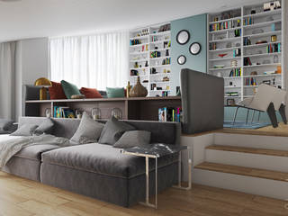 Arredare un sottotetto abitabile: Casa nel nucleo, MD Creative Lab - Architettura & Design MD Creative Lab - Architettura & Design Modern Living Room Green