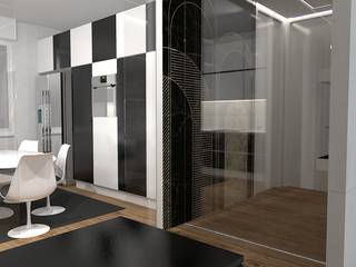 bianco e nero, Interior Design Stefano Bergami Interior Design Stefano Bergami モダンな キッチン