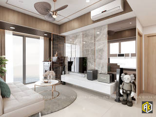 Thiết kế nội thất căn hộ The Botanica 60m2, phong cách hiện đại , Công ty TNHH Tư vấn thiết kế xây dựng An Khoa Công ty TNHH Tư vấn thiết kế xây dựng An Khoa Modern living room