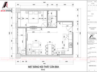 Thiết kế căn hộ chung cư 1 phòng ngủ diện tích 58m2 phong cách hiện đại, Nội Thất An Lộc: hiện đại by Nội Thất An Lộc, Hiện đại