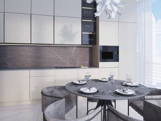 Апартаменты в Neva Towers, Anastasia Yakovleva design studio Anastasia Yakovleva design studio Built-in kitchens Wood Beige