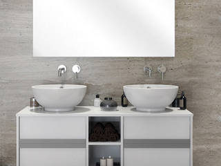 Arredo bagno mobile moderno sospeso 120 cm bianco lucido rovere , Bagno Italia Bagno Italia Ванна кімната MDF