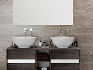 Arredo bagno mobile moderno sospeso 120 cm bianco lucido rovere , Bagno Italia Bagno Italia Ванна кімната MDF