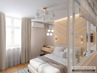 Квартира в стиле контемпорари, Kiev Design Online Studio Kiev Design Online Studio Dormitorios pequeños