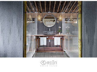 HOMESTAY AN GIANG, Công ty TNHH Thiết Kế Xây Dựng Xanh Hoàng Long Công ty TNHH Thiết Kế Xây Dựng Xanh Hoàng Long Asian style bathroom Bamboo Green Decoration