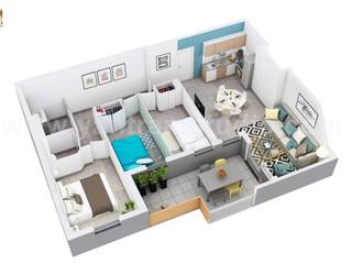 3D Floor Plan of Residential Apartment Layout by Floor Plan Designer, Austin -Texas, Yantram Animation Studio Corporation Yantram Animation Studio Corporation
