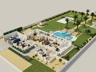 Luxurious 3D Virtual Floor Plan Design with landscape pool view by 3d home floor plan design, Denton - Texas, Yantram Architectural Design Studio Corporation Yantram Architectural Design Studio Corporation Rumah pedesaan