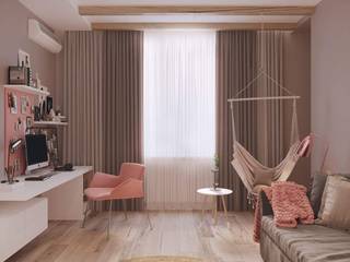 A Pink Themed Home Interior in Gurgaon, HC Designs HC Designs Klassische Arbeitszimmer Holzspanplatte Pink Stühle