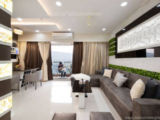 2BHK Residential Design At Bhagwati Greens Kharghar | Delecon Design Company , DELECON DESIGN COMPANY DELECON DESIGN COMPANY Living room