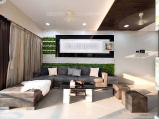 2BHK Residential Design At Bhagwati Greens Kharghar | Delecon Design Company , DELECON DESIGN COMPANY DELECON DESIGN COMPANY Salon minimaliste