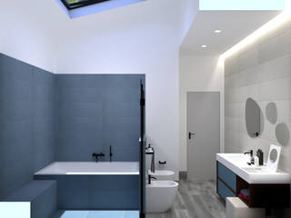 Bagno notte con Spa, Ceramiche Mangiacapra Ceramiche Mangiacapra Modern bathroom