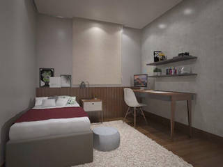 Reforma de quarto, AUTÔNOMA AUTÔNOMA モダンスタイルの寝室 木材・プラスチック複合ボード