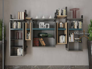Libreria pensile, Mezzetti design Mezzetti design Modern living room لکڑی Grey