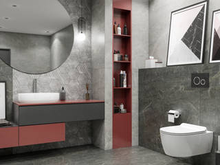 Szara nowoczesna łazienka w kolekcji Paradyż Marvelstone, Domni.pl - Portal & Sklep Domni.pl - Portal & Sklep Modern Banyo Seramik