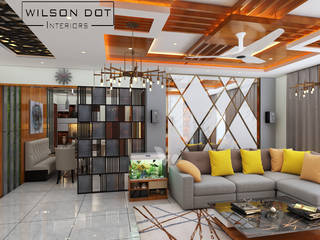 ANNAVI FLAT_NAGERCOIL, WILSON DOT INTERIORS WILSON DOT INTERIORS Salas modernas Madera Acabado en madera