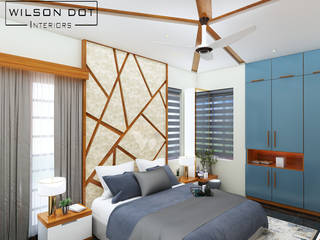 ANNAVI FLAT_NAGERCOIL, WILSON DOT INTERIORS WILSON DOT INTERIORS Small bedroom Дерево Дерев'яні