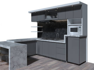 Kitchen Set Modern Minimalis, DNAWorked DNAWorked Minimalistyczna kuchnia Deski kompozytowe Przeźroczysty