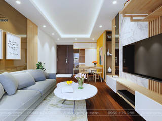 Phòng khách - bếp căn hộ 80m2 tại chung cư MHDI LÊ Đức Thọ, Minh Đức Hoàng Minh Đức Hoàng Modern living room
