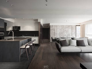 斂曲, WID建築室內設計事務所 Architecture & Interior Design WID建築室內設計事務所 Architecture & Interior Design Modern living room