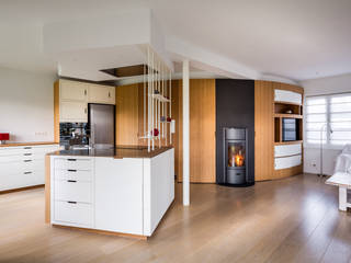 Entrée, cuisine, salon ... et si on redéfinissait l'espace, JOA JOA Moderne Küchen Bambus Weiß
