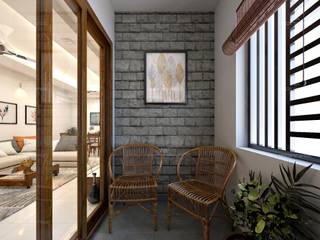 Designs of interior areas, Monnaie Interiors Pvt Ltd Monnaie Interiors Pvt Ltd Modern balcony, veranda & terrace Wood Wood effect