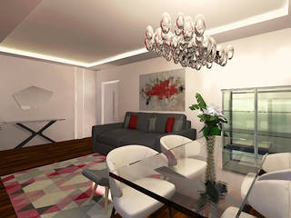 Soggiorno in rosso per un appartamento a Roma, Angela Archinà Progettazione & Interior Design Angela Archinà Progettazione & Interior Design Modern living room