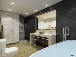 Holiday Villa 27, SIL Architects SIL Architects Modern bathroom ٹائلیں Black