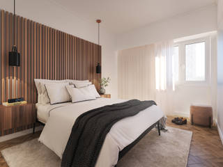 Apartamento Paço de Arcos - Projeto 3D, DV Arquitecto DV Arquitecto Moderne slaapkamers
