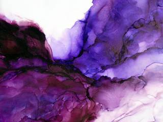 Original Large Alcohol Ink Art Fluid Cloud Painting in Purples with Gold Accents. Abstract Art, Skyscape Painting, modern "CLOUDSEEKER", Holly Anderson Fine Art Holly Anderson Fine Art Meer ruimtes