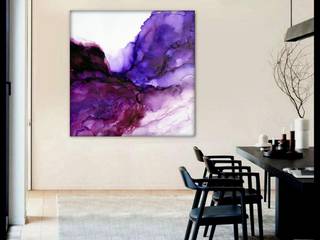 Original Large Alcohol Ink Art Fluid Cloud Painting in Purples with Gold Accents. Abstract Art, Skyscape Painting, modern "CLOUDSEEKER", Holly Anderson Fine Art Holly Anderson Fine Art Інші кімнати