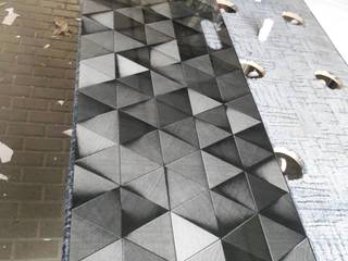 Стеклянная панель с фото треугольников на рабочую зону кухни - Производство скинали в Днепре компанией Pavlin Art, Pavlin Art Pavlin Art Industrial style kitchen Glass