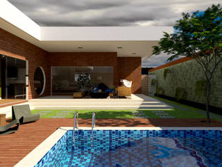 Projeto Conceito Casa em L, Rangel Design de Interiores Rangel Design de Interiores Piscinas modernas