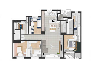 [아파트인테리어] 동탄 2신도시, 린스트라우스 더 레이크, 디자인 준: 디자인 준의 현대 ,모던