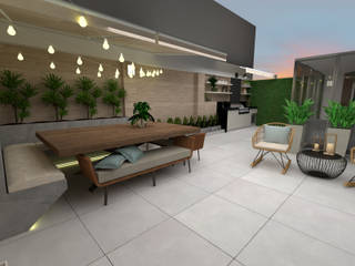 Proy. San Isidro - Terraza, KIARA NOVOA INTERIORISTA KIARA NOVOA INTERIORISTA Modern style balcony, porch & terrace