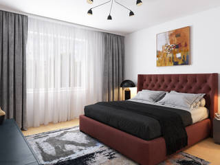 Schlafzimmer 3D Visualisierung, GRIFFEL 3D DESIGN GRIFFEL 3D DESIGN Moderne Schlafzimmer Grau