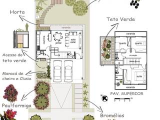 Residência RR - projeto de arquitetura e paisagismo, EMBAÚBA Projetos EMBAÚBA Projetos Jardins de fachada