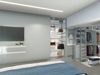 Quarto com mesa de estudo e closet, Deyse Marinho Interior Designer Deyse Marinho Interior Designer