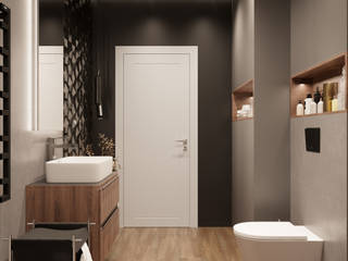 Projekty łazienek nowoczesnych, Senkoart Design Senkoart Design Moderne Badezimmer Holz Grau