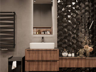 Projekty łazienek nowoczesnych, Senkoart Design Senkoart Design Moderne Badezimmer Holz Grau
