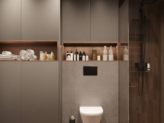 Projekty łazienek nowoczesnych, Senkoart Design Senkoart Design Nowoczesna łazienka Drewno Szary