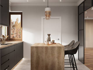 Projekt Nowoczesnej Kuchni 2021 , Senkoart Design Senkoart Design Small kitchens Wood Wood effect