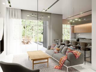 Innenvisualisierung vom Einfamilienhaus - Madrid, ESwin Architektur ESwin Architektur Moderne woonkamers