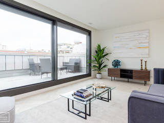 Home Staging piso piloto con muebles de alquiler en barrio Salamanca - Madrid, Theunissen Home Staging Madrid Theunissen Home Staging Madrid غرفة المعيشة معدن