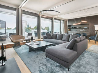 Fotografie eines Luxus-Penthouses im Sophienpalais // Hamburg, Immobilienfotografie Daniel Wolcke Immobilienfotografie Daniel Wolcke Ausgefallene Wohnzimmer