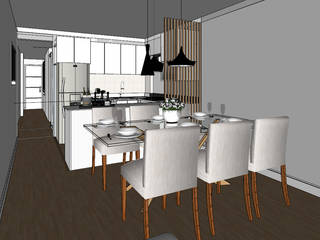 Departamento de 60 m2, Shirley Palomino Shirley Palomino Scandinavian style dining room Wood Wood effect