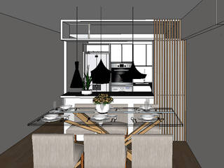 Departamento de 60 m2, Shirley Palomino Shirley Palomino Scandinavian style dining room Beige