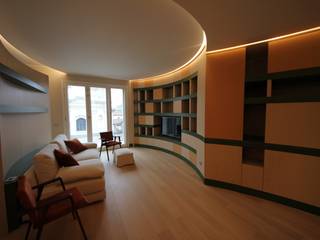 Una casa curva, Falegnameria Ferrari Falegnameria Ferrari 现代客厅設計點子、靈感 & 圖片