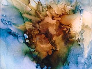 Alcohol Ink Art, Fluid Art, Blues and Browns, Abstract Art, Marbled Paintings, Large Fluid Original Alcohol Ink Painting, ZEPHREST, Holly Anderson Fine Art Holly Anderson Fine Art Інші кімнати
